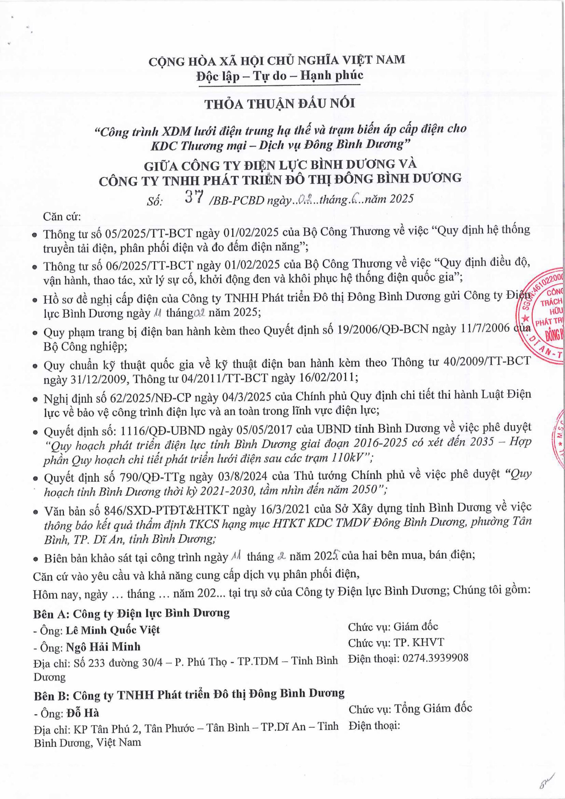 THỎA THUẬN ĐẤU NỐI ĐIỆN 1